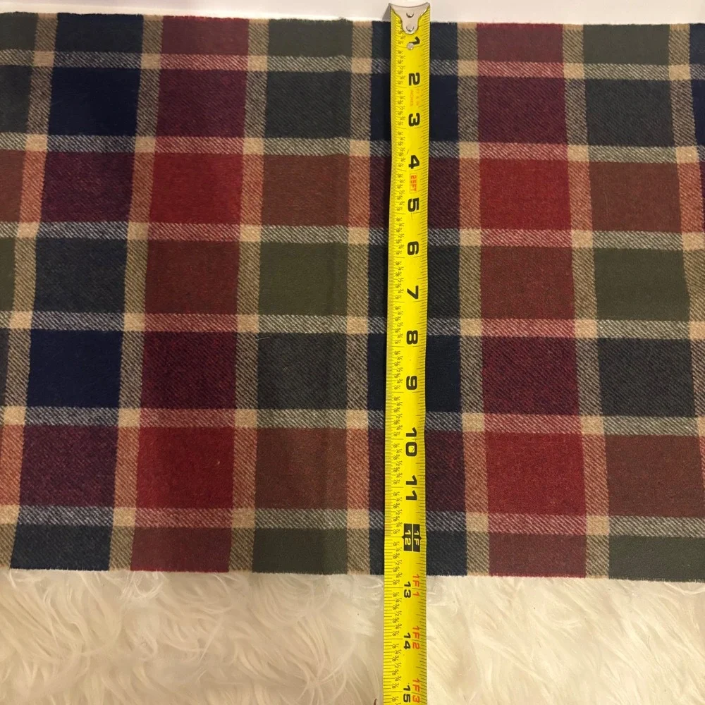 Pendleton Pure Virgin Wool Scarf‎ Plaid Red Blue Green Fringe Made in USA